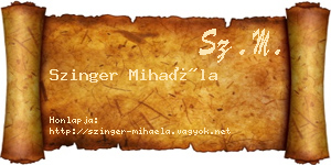 Szinger Mihaéla névjegykártya
